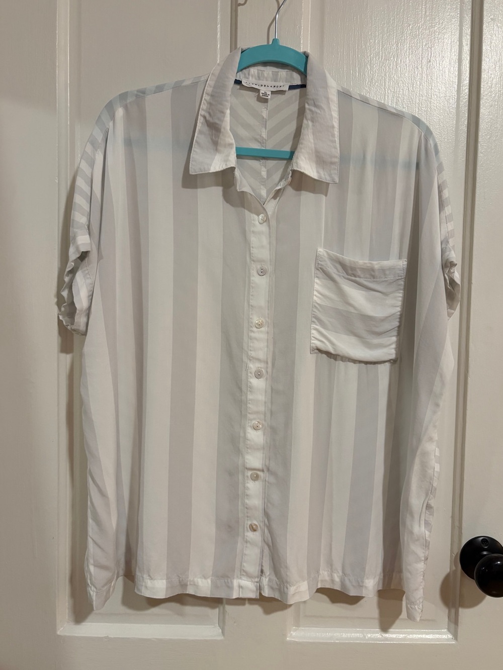 Jane + Delancey striped button-up short-sleeve shirt